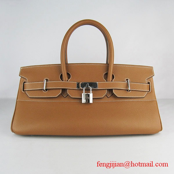 Hermes Birkin 42cm Togo Leather Bag 6109 Light Coffee silver padlock